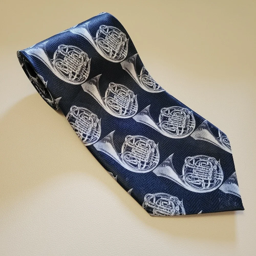 French Horn Tie‎ Necktie Mens Brass Instrument Orchestra Neck Ties 59x4